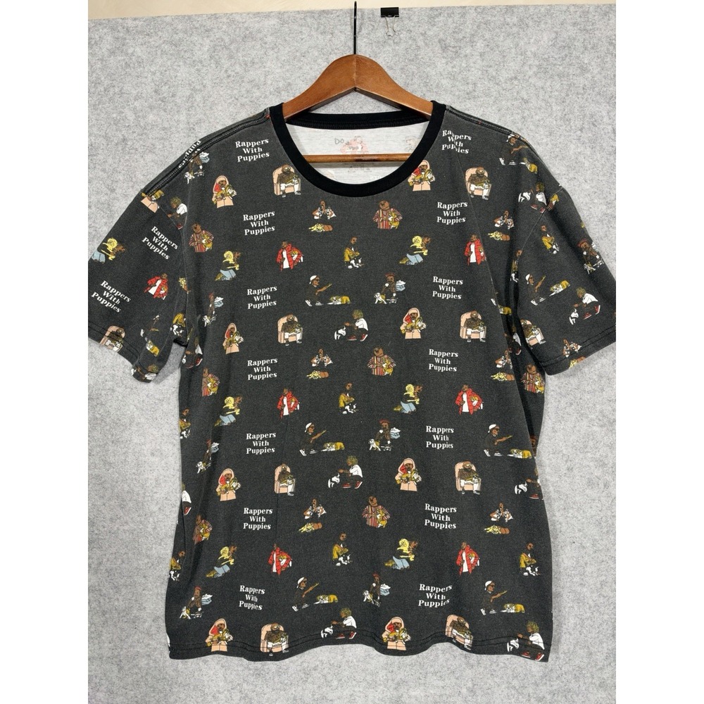 Dog Limited Rappers With Puppies Graphic T Shirt Black All Over Print Hip Hop
